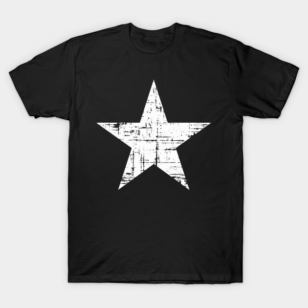 Distressed Grunge White Star T-Shirt by Vooble